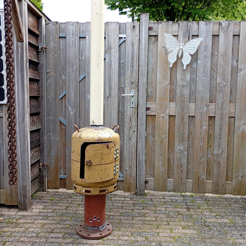 Tuin/terras houtkachel, Huis en Inrichting, Kachels, Ophalen, Houtkachel, Zo goed als nieuw, Vrijstaand
