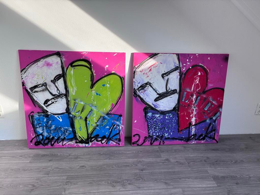 2 schilderijen op canvas Jack Liemburg Jacksart, Antiek en Kunst, Kunst | Schilderijen | Modern, Ophalen