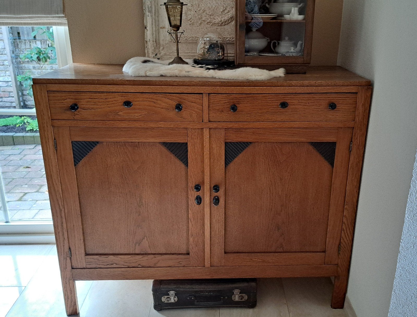 Eiken Art Deco Kast - 120x100x43 cm, Ophalen