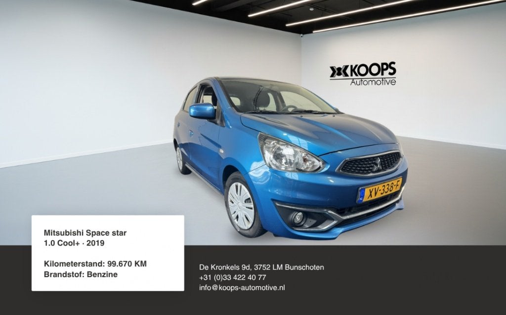 Mitsubishi Space Star 1.0 Cool+ Airco (bj 2019), Auto's, Voorwielaandrijving, Dealer onderhouden, Stof, Gebruikt