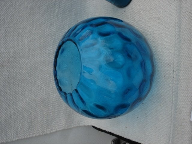 Div BLAUW glazen vazen / fles Empoli / Sklo glass jaren 60, Antiek en Kunst, Antiek | Glas en Kristal, Ophalen of Verzenden