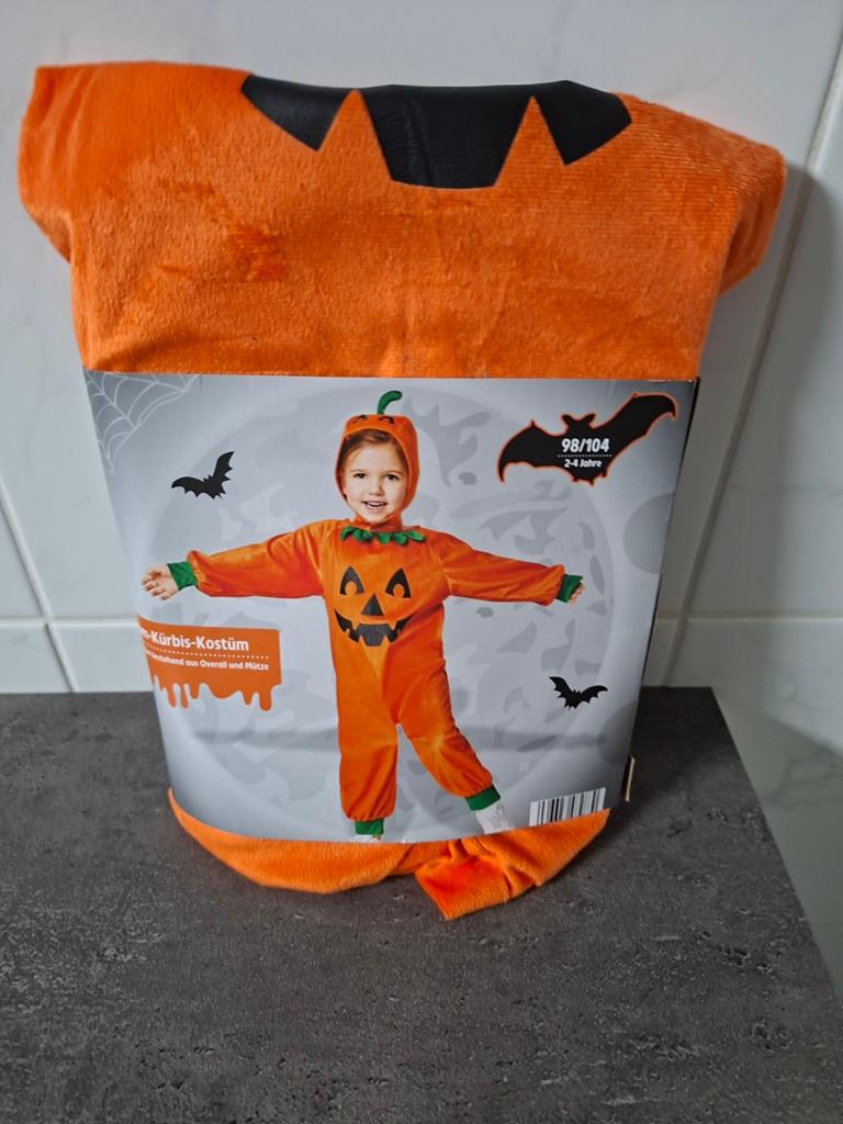 Pompoen Halloween kostuum maat 98/104, Kinderen en Baby's, Carnavalskleding en Verkleedspullen, Ophalen, Nieuw, 104 of kleiner
