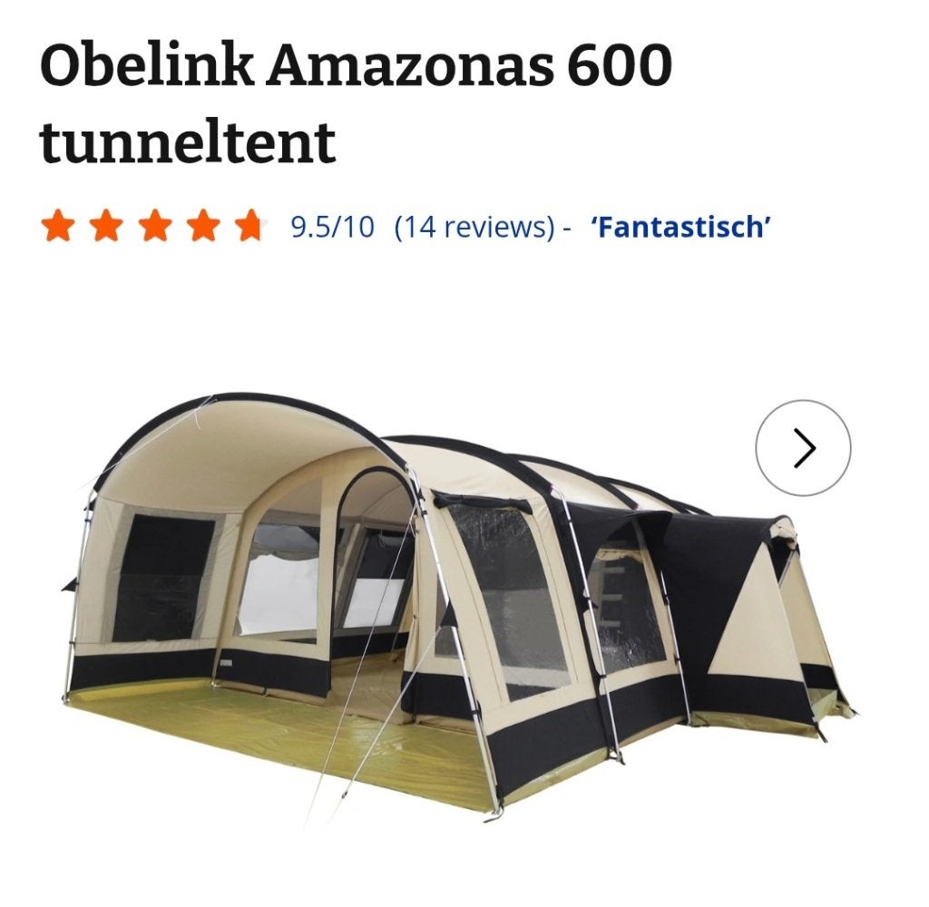 6-persoons tunneltent Obelink Amazonas 600, Ophalen, Zo goed als nieuw, Tot en met 6