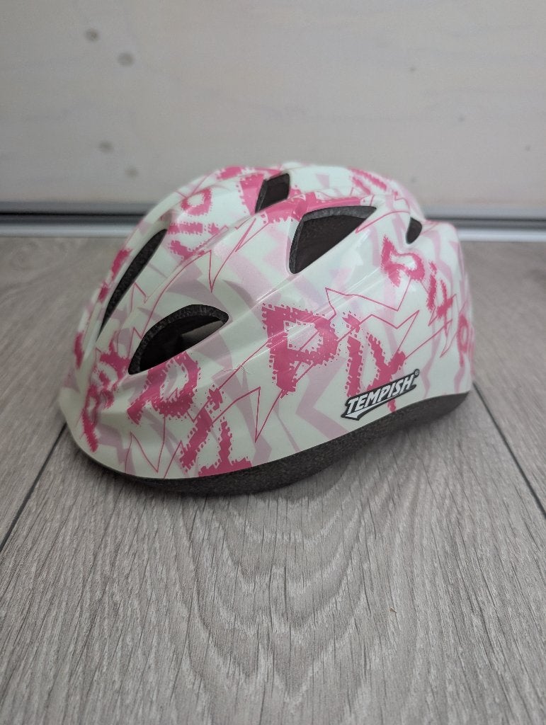 Kinder fietshelm roze/wit maat S - Tempish - Pix Helmet, S, Gebruikt, Jongen of Meisje, Tempish safety helmet