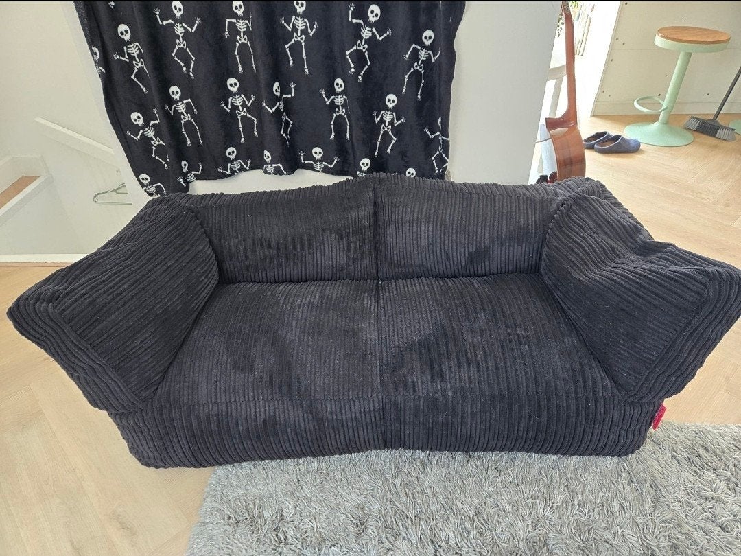 Zwarte ribcord zitzakbank - comfortabel en stijlvol, Ophalen, Minder dan 150 cm