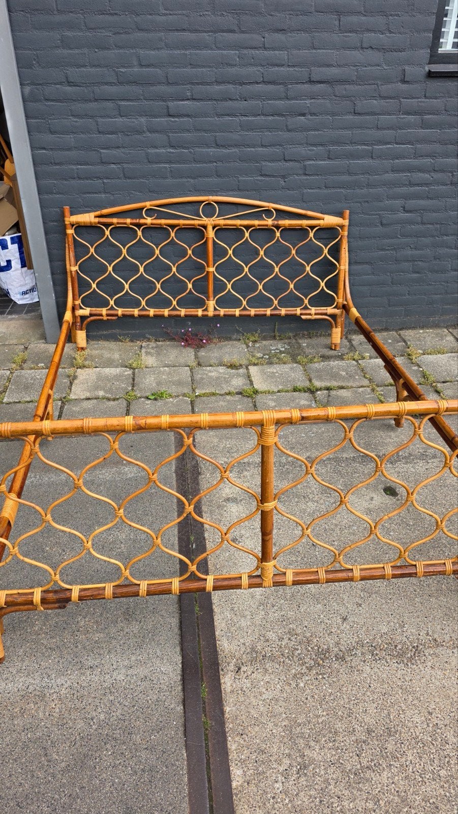 vintage rotan bed, Ophalen, Huis en Inrichting