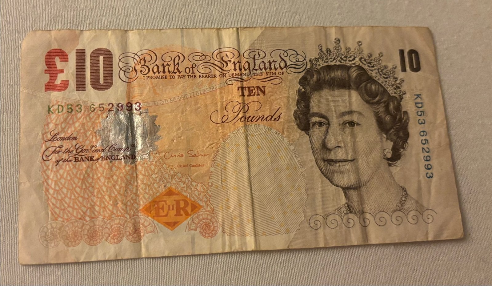 10 Pond Biljet Bank of England, Ophalen of Verzenden, Overige landen, Los biljet