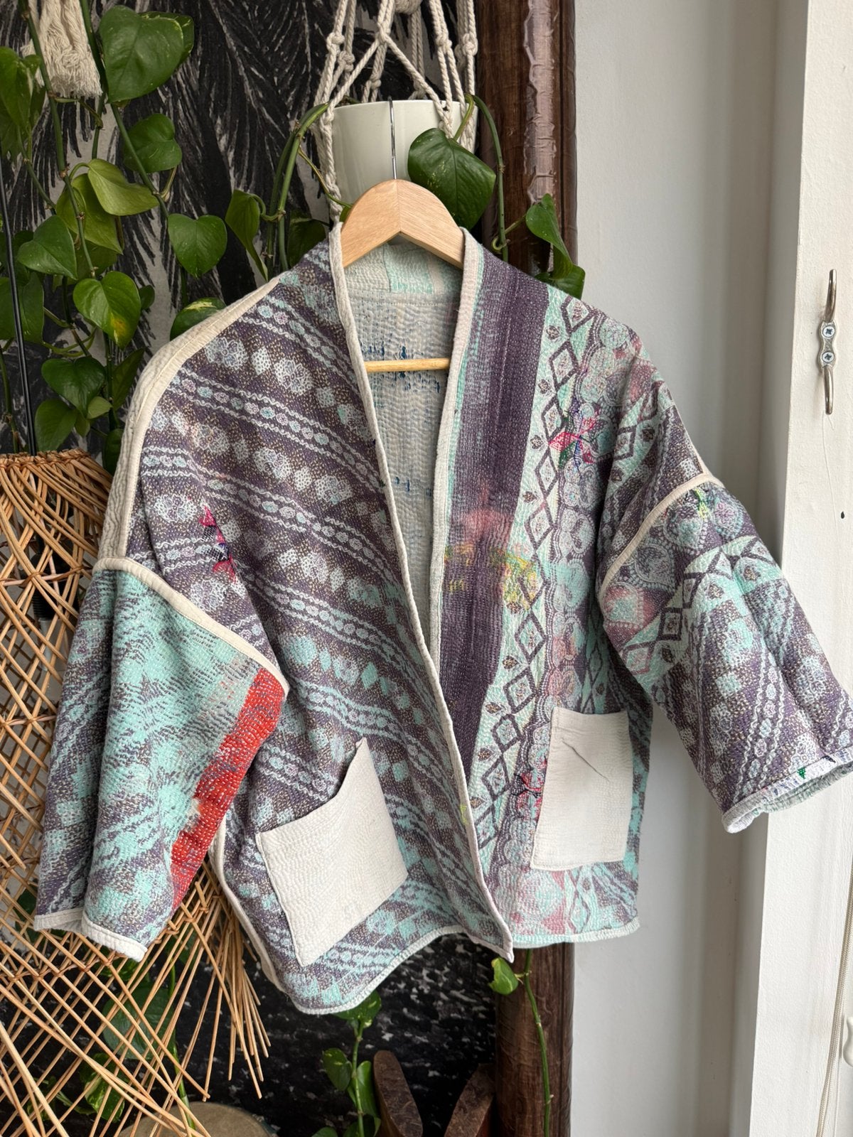 By-bar antic Kantha jasje kimono universele maat, Kleding | Dames, Maat 42/44 (L), Zo goed als nieuw, Jasje, Meerkleurig