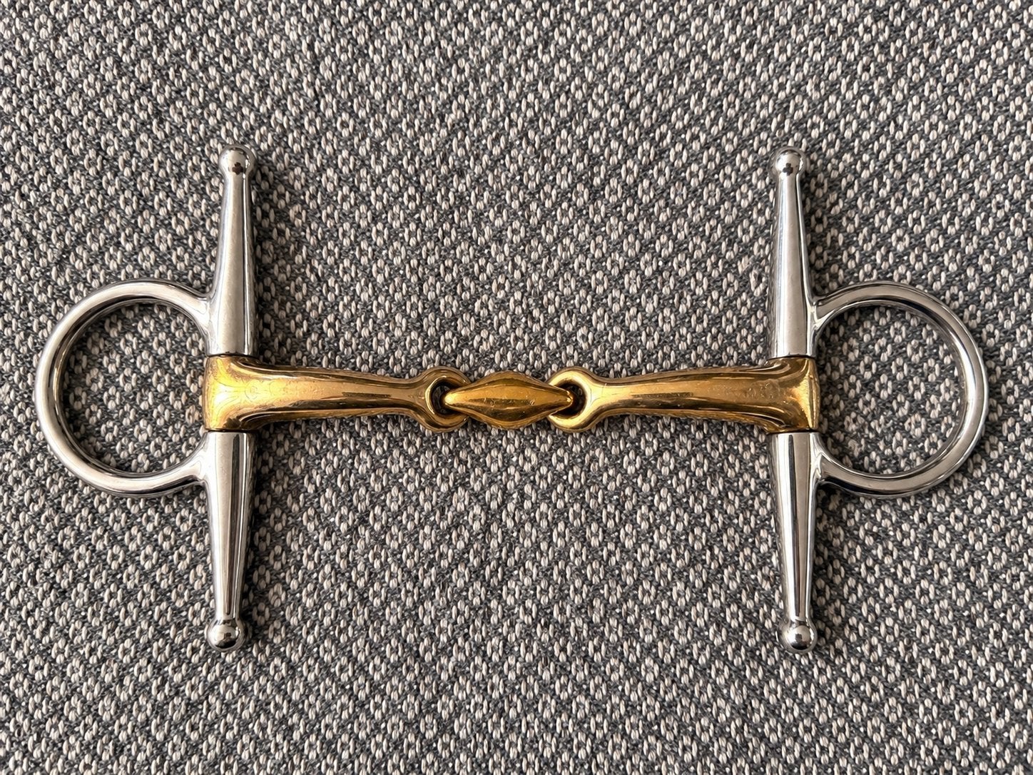 BR dubbelgebroken kneveltrens 12,5 cm – goudkleurig, Ophalen of Verzenden, Zo goed als nieuw, BR, Bit