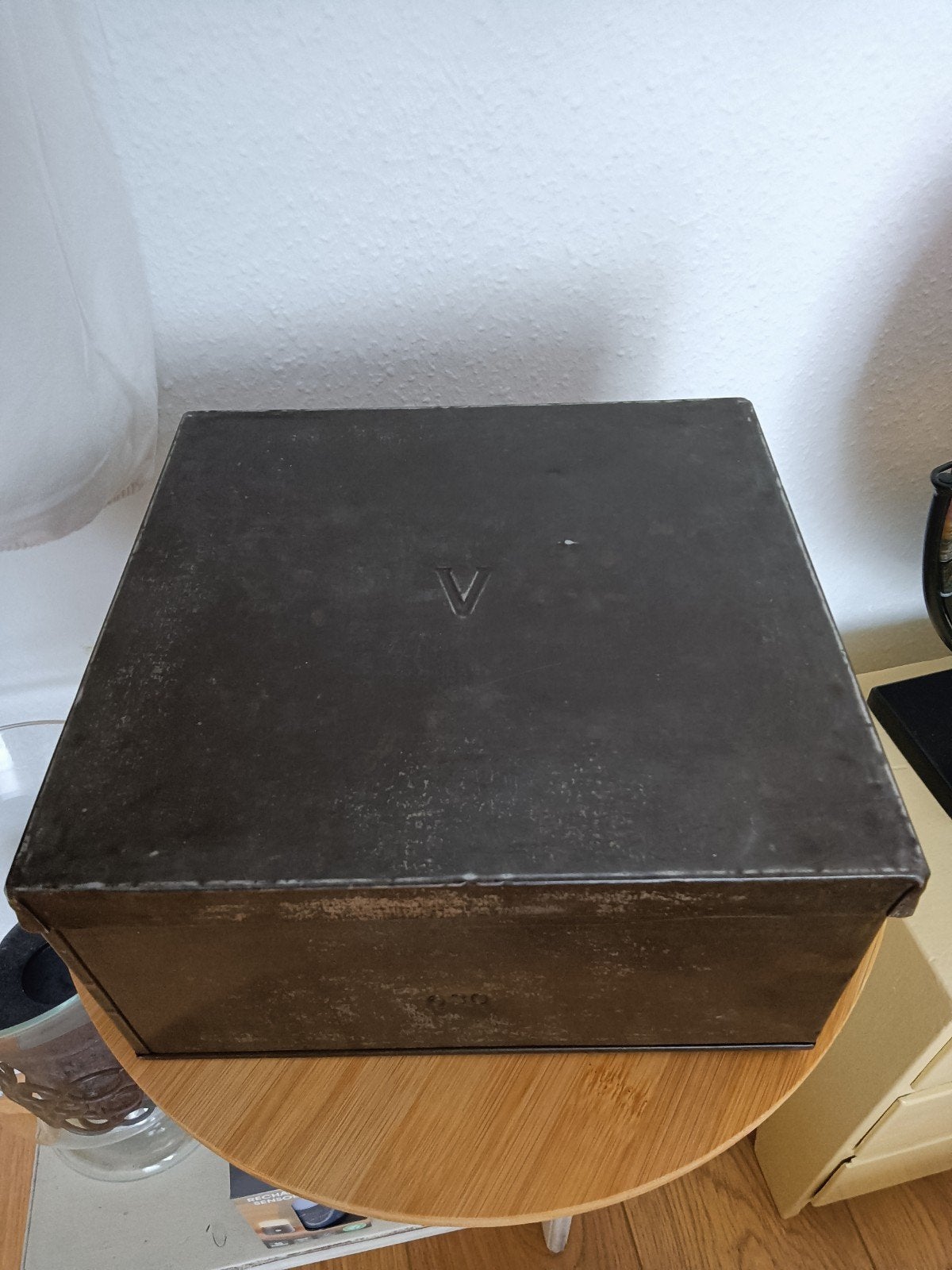Vintage koekjes blik Verkade Zaandam. 23 x 22 cm., Ophalen of Verzenden, Gebruikt, Koek(jes), Verkade