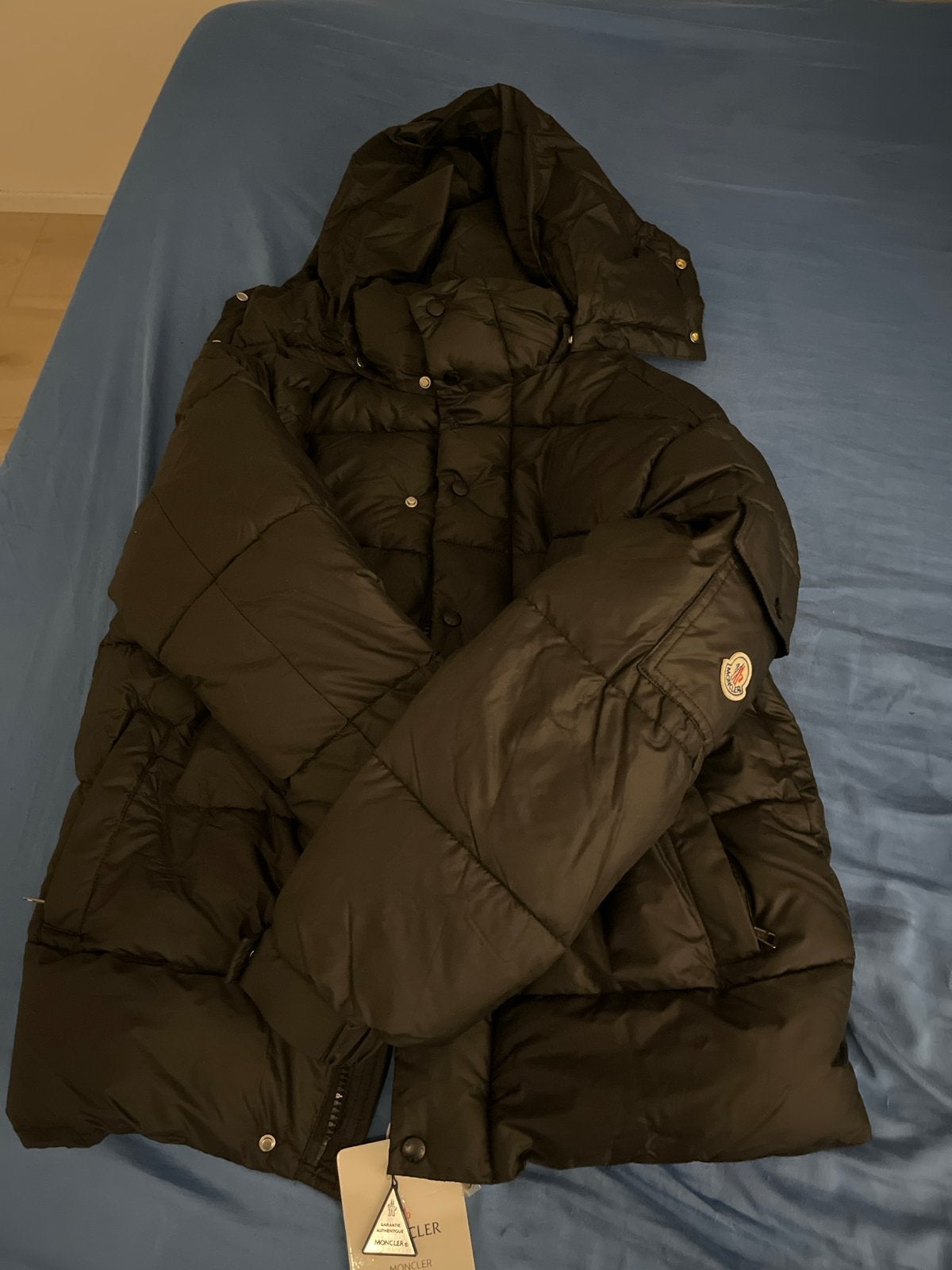 Moncler Puffer Jas Zwart - Zo goed als nieuw, Verzenden, Zo goed als nieuw, Maat 48/50 (M), Zwart