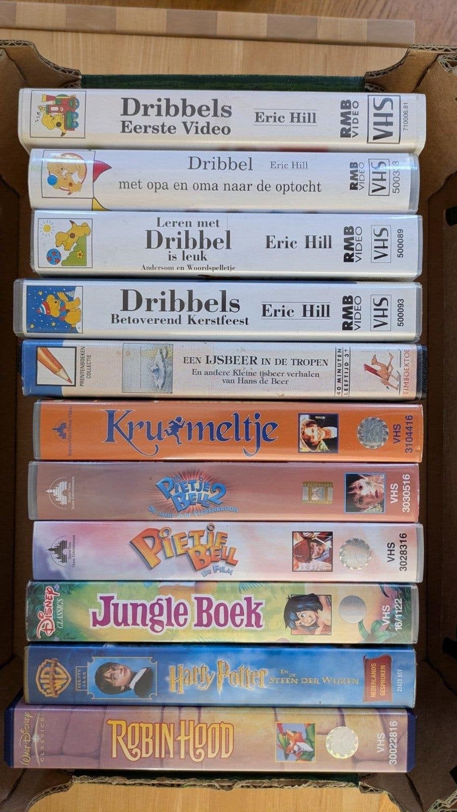 Gratis: kinderfilms VHS-banden: Disney, Harry Potter, Dribb, Gebruikt, Alle leeftijden, Kinderfilm, VHS