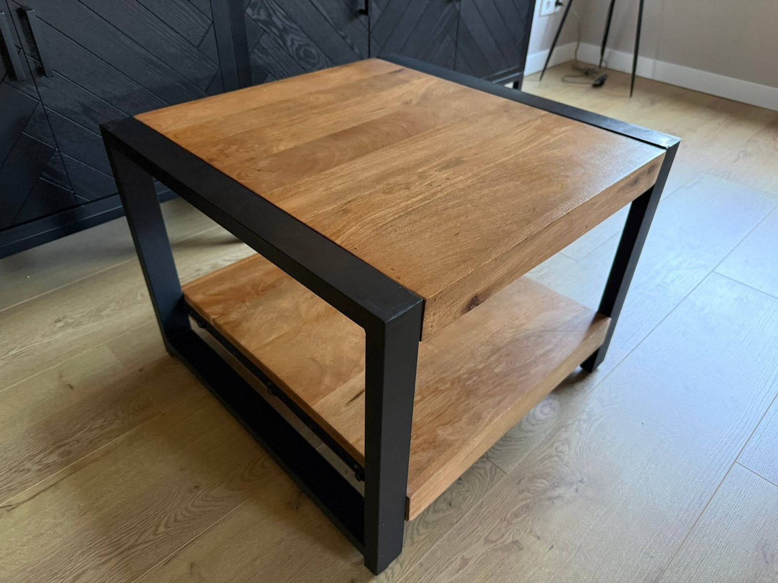 Mangohouten salontafel 60x60 Lees tekst!, Ophalen, Zo goed als nieuw, Vierkant, 50 tot 100 cm