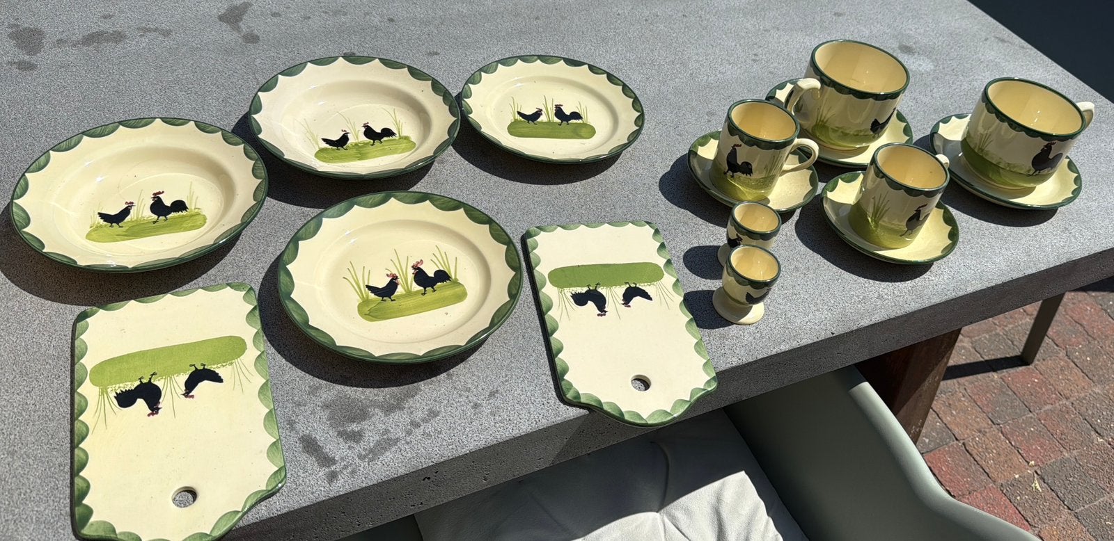 Zeller Keramik “Hahn und Henne” servies Handbesch, Org. Dld., Ophalen of Verzenden, Zo goed als nieuw, Porselein