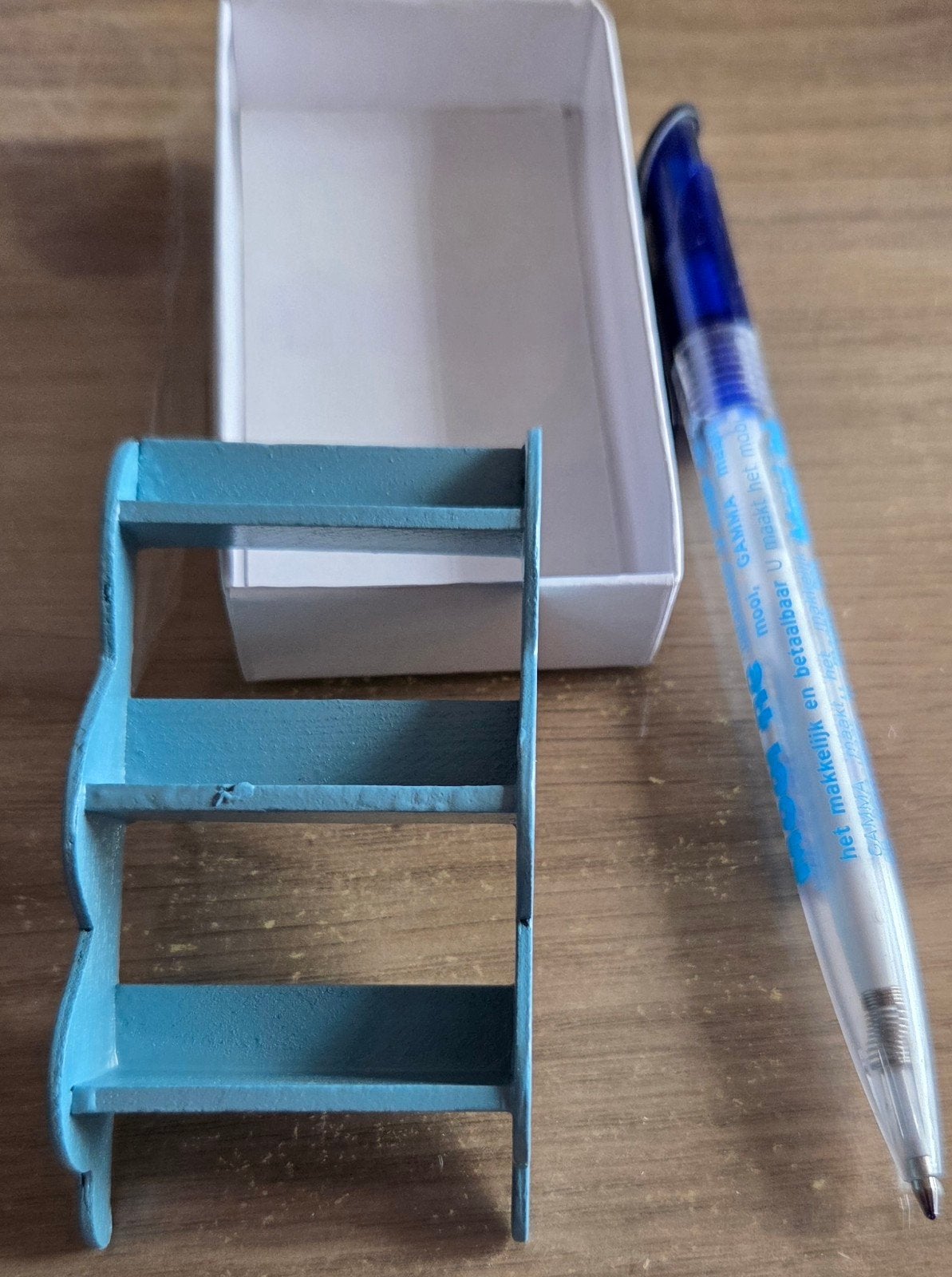 Miniatuur houten boekenplankje/rekje - Blauw, Ophalen of Verzenden