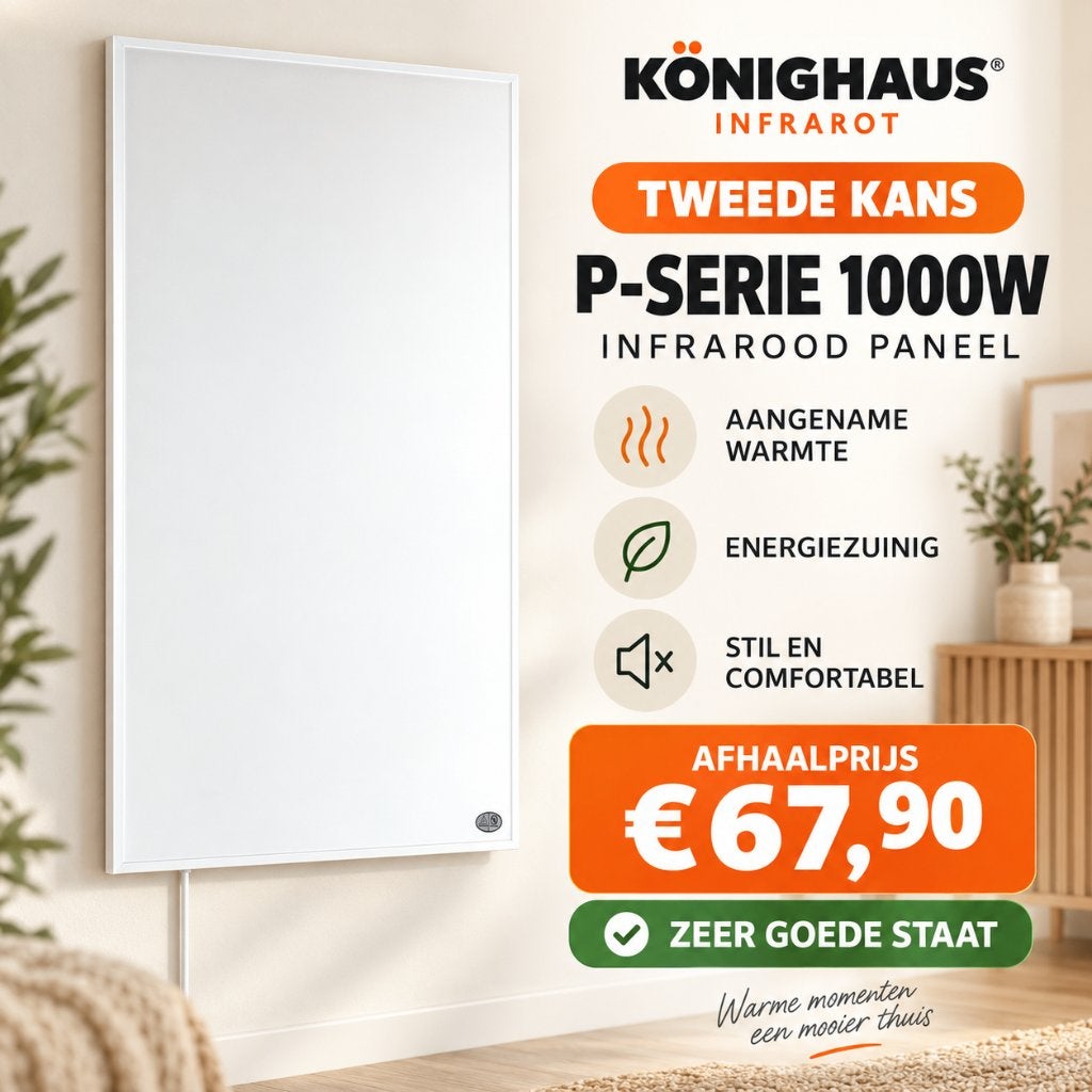 Könighaus infraroodpaneel 1000W | Tweede Kans | P-Serie, Ophalen, Radiator, Zo goed als nieuw, 60 tot 150 cm
