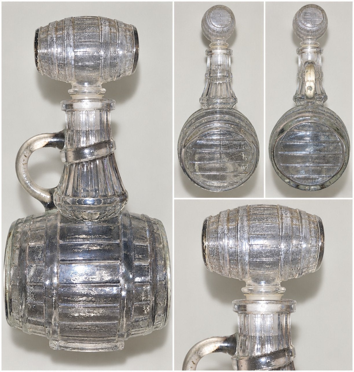 Vintage glazen karaf met tonvormige stop, Ophalen of Verzenden