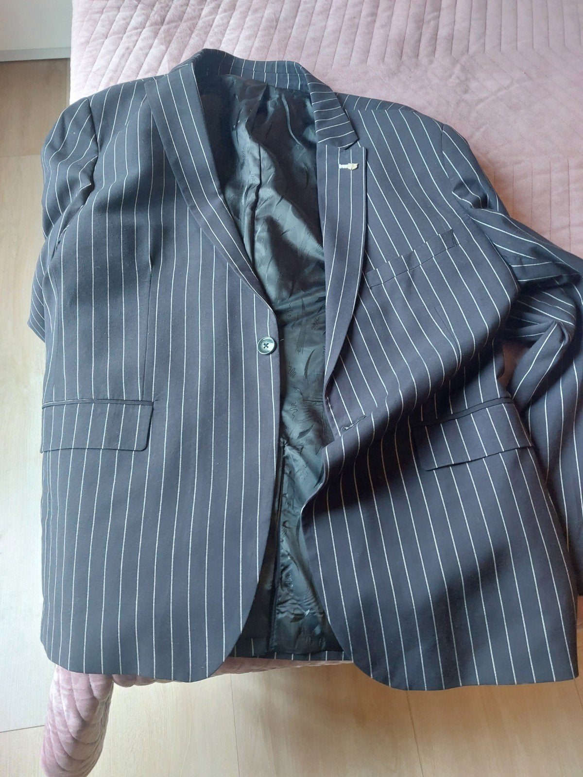 Massimo Dutti Gestreepte Blazer Maat 54, Maat 52/54 (L), Zwart, Ophalen of Verzenden, Zo goed als nieuw