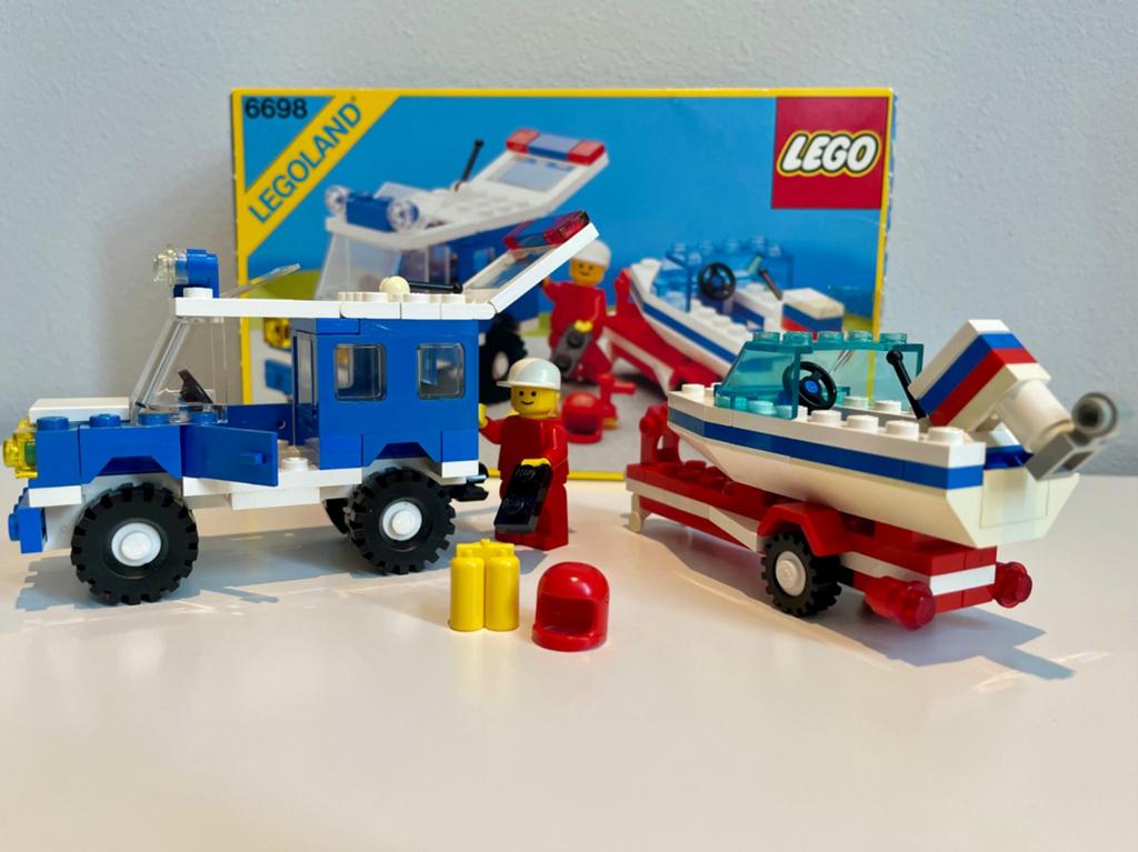 LEGO Set 6698 Jeep met trailer en speedboot, Lego, Ophalen of Verzenden, Zo goed als nieuw, LEGOLAND