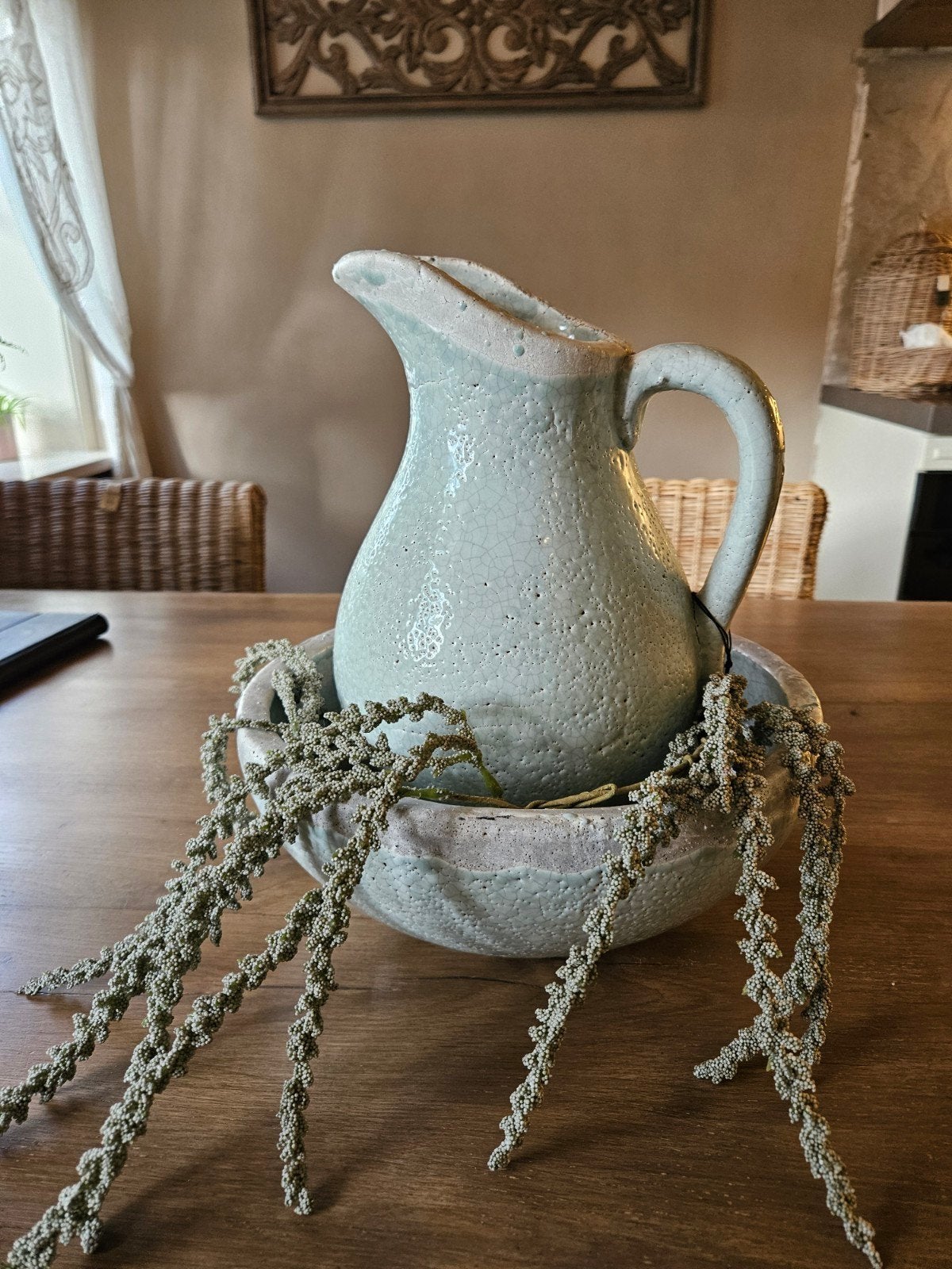 Brynxz vaas/kan met kom, Huis en Inrichting, Ophalen, 32 cm, Natuurlijk materiaal, Zo goed als nieuw