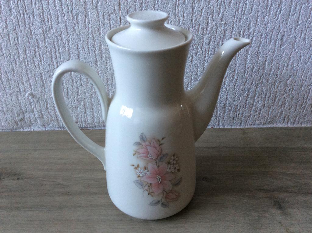 Mooie Engelse koffiekan met bloemendecoratie, Overige typen, Ophalen of Verzenden, Zo goed als nieuw, Overige stijlen