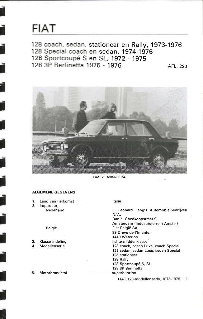 Fiat 128 1972 - 1975 Autotechnisch handboek, Auto diversen, Handleidingen en Instructieboekjes, Verzenden