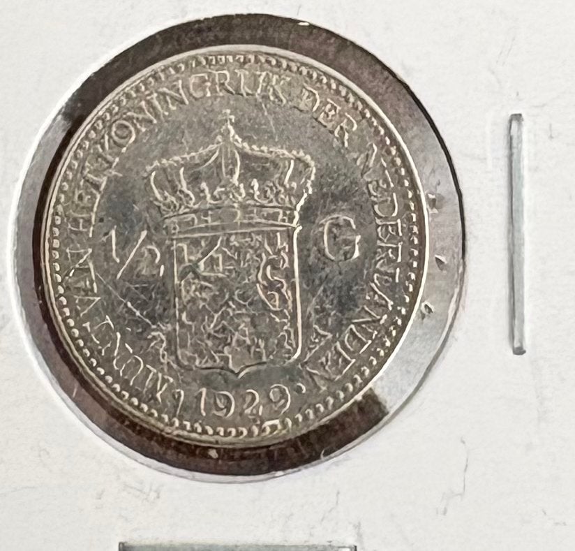 Zilveren ½ Gulden Koningin Wilhelmina 1929, Postzegels en Munten, Munten | Nederland, ½ gulden, Zilver, Ophalen of Verzenden, Koningin Wilhelmina