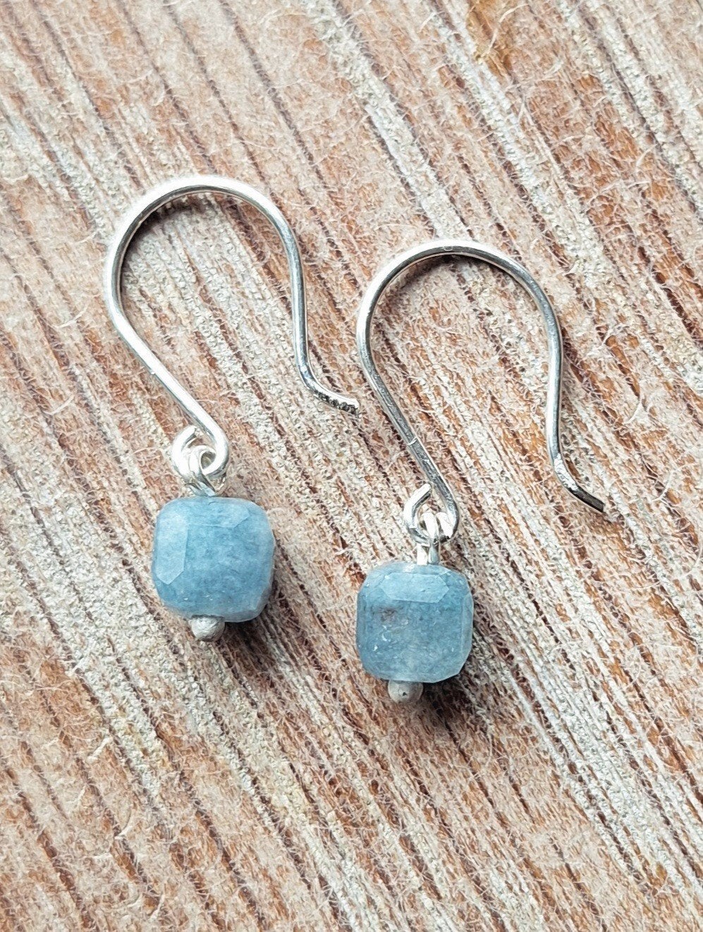 handgemaakte oorbellen echt zilver en aquamarijn, Sieraden, Tassen en Uiterlijk, Oorbellen, Hangers, Nieuw, Met edelsteen, Zilver