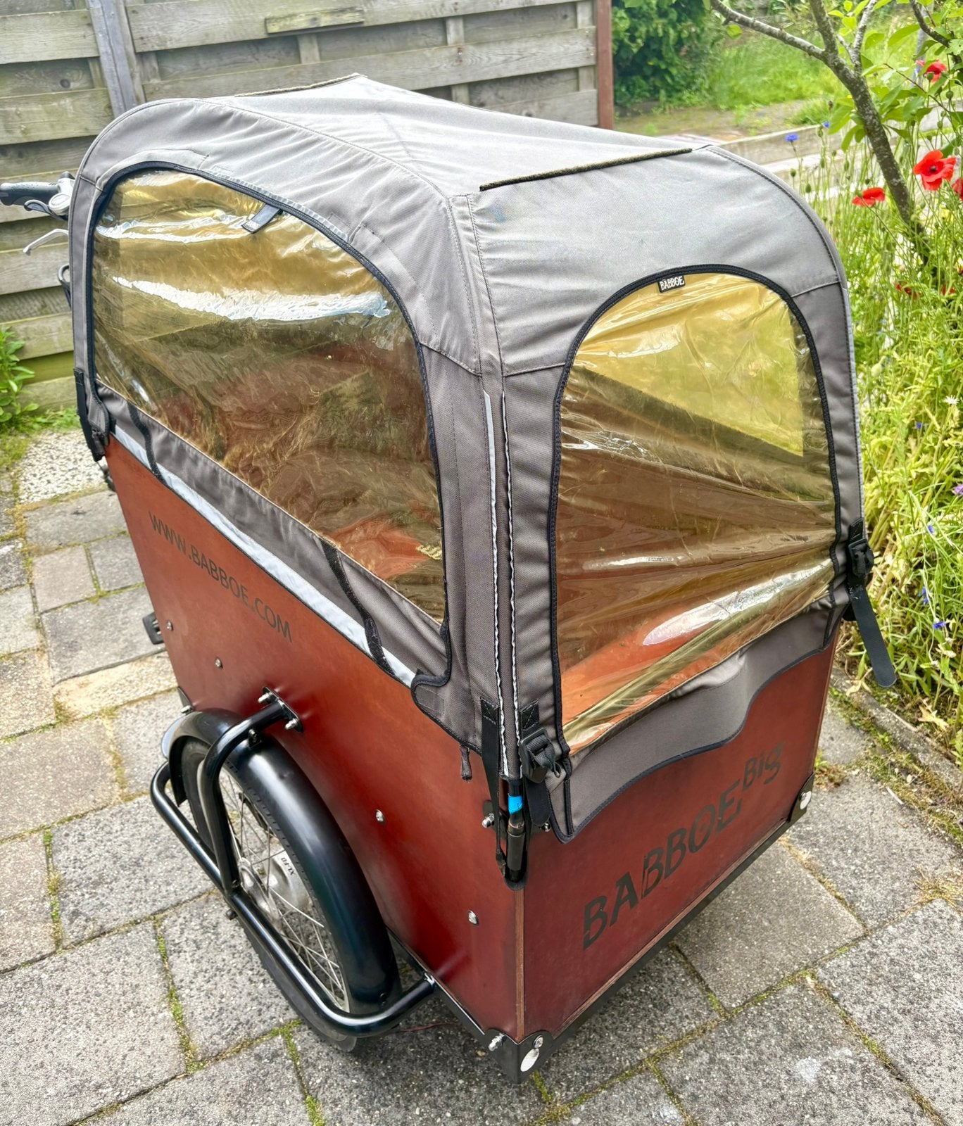 Bakfiets babboe Big Huif regentent met stokken, Fietsen en Brommers, Ophalen of Verzenden, Zo goed als nieuw