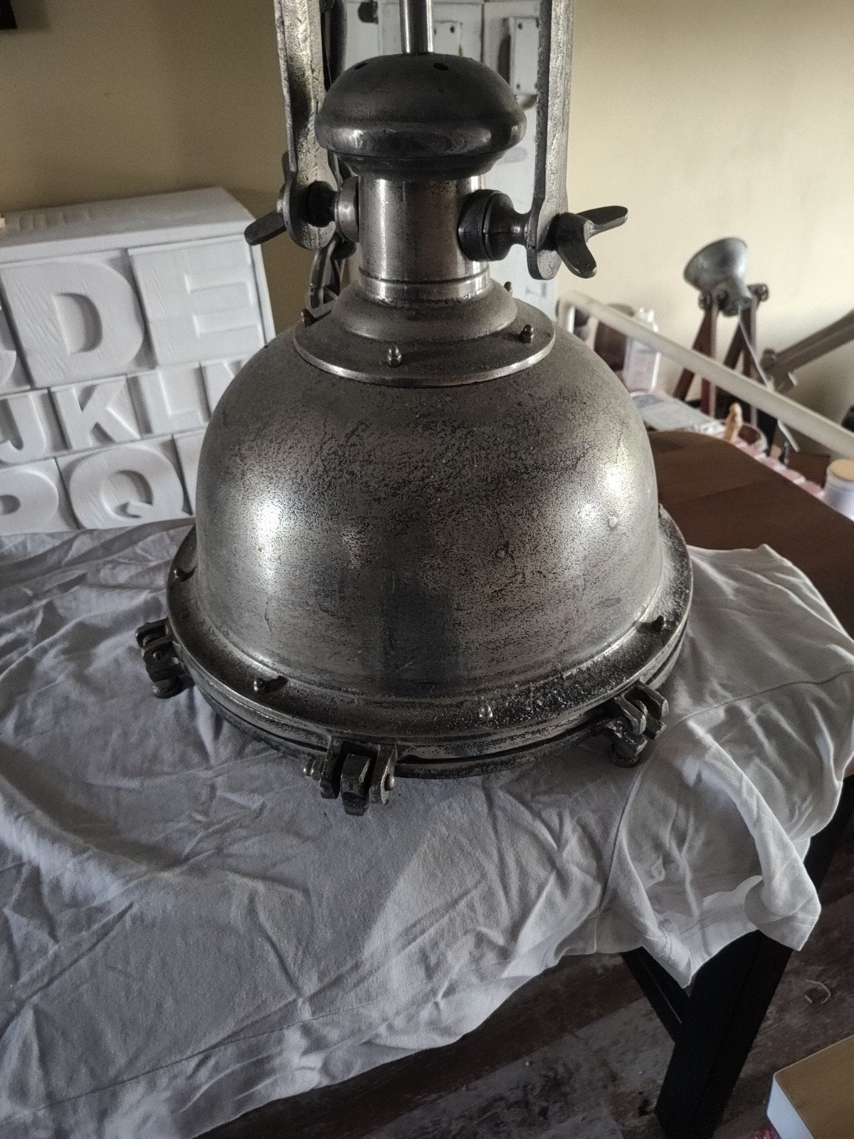 industriële hanglamp, Ophalen, Industrieel, scheepvaart, E27 (groot), Zo goed als nieuw