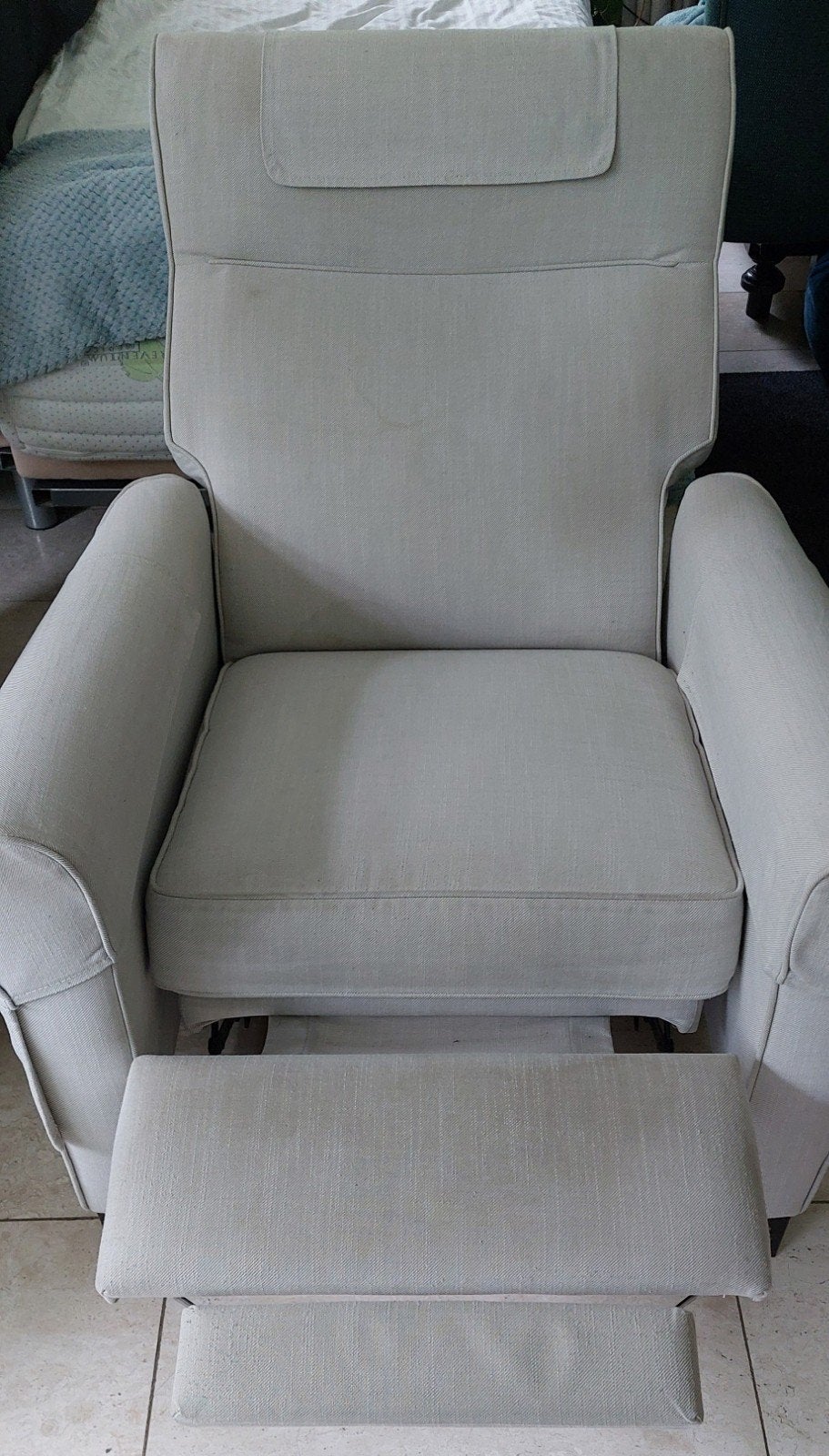 Comfortabele relaxfauteuil - handmatig verstelbaar, Ophalen, Gebruikt, 75 tot 100 cm, Stof