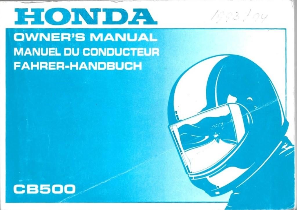 Honda CB500 Owner manual (8044z), Motoren, Ophalen of Verzenden, Honda