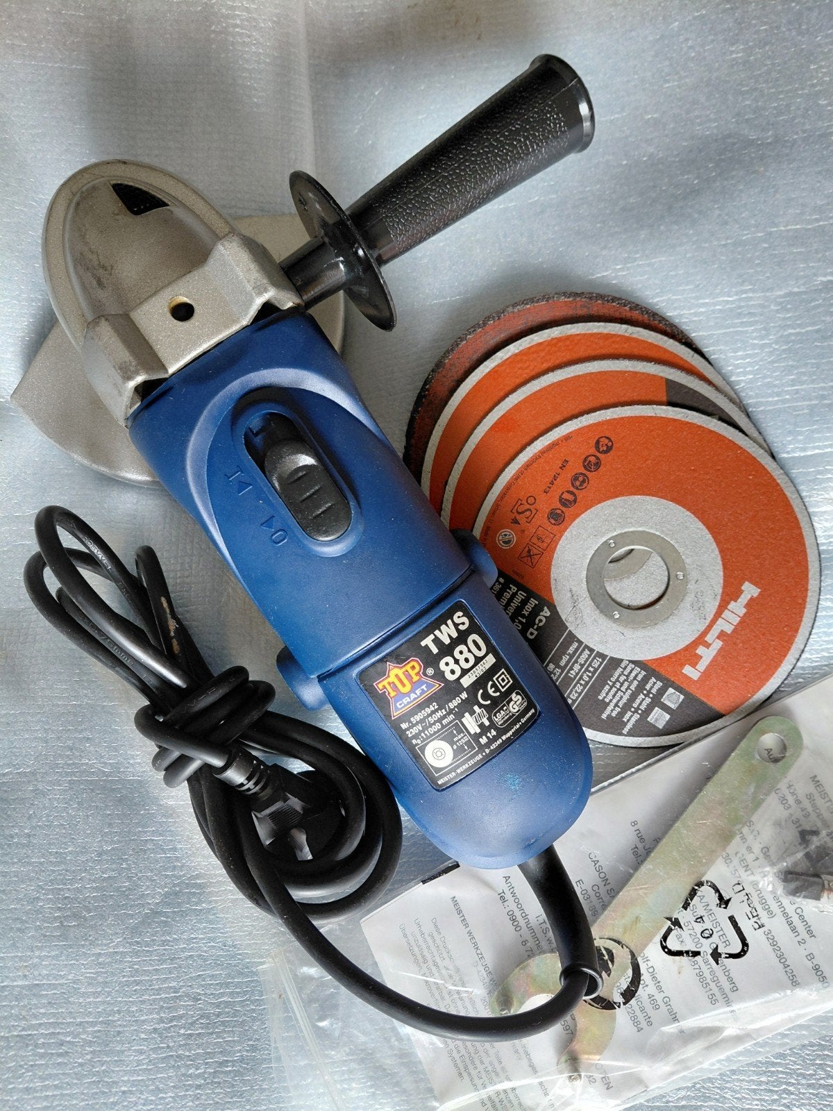 TUP Craft TWS 880 Haakse Slijper met verstelbare handgreep, Ophalen of Verzenden, Gebruikt, 700 tot 1000 watt, Haakse handslijpmachine