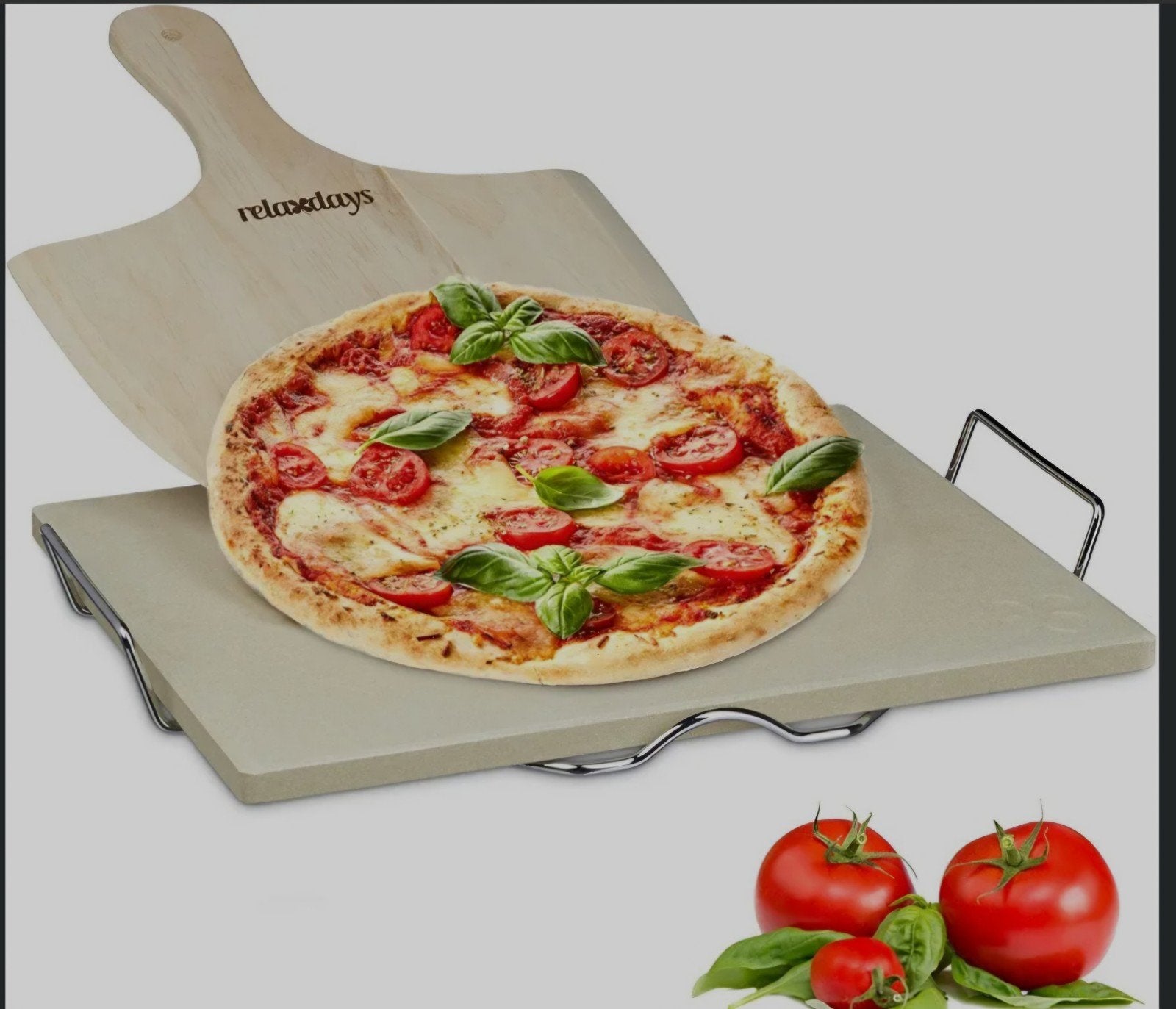 Relaxdays Pizzasteen Set - Nieuw met kleine beschadiging, Ophalen, Overige typen, Nieuw, Steen/keramiek