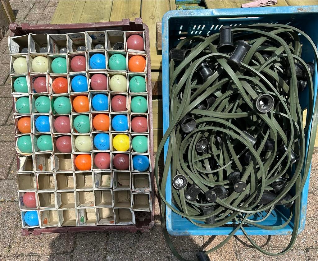 Vintage Feestverlichting met Gekleurde Lampen, Ophalen, Gebruikt