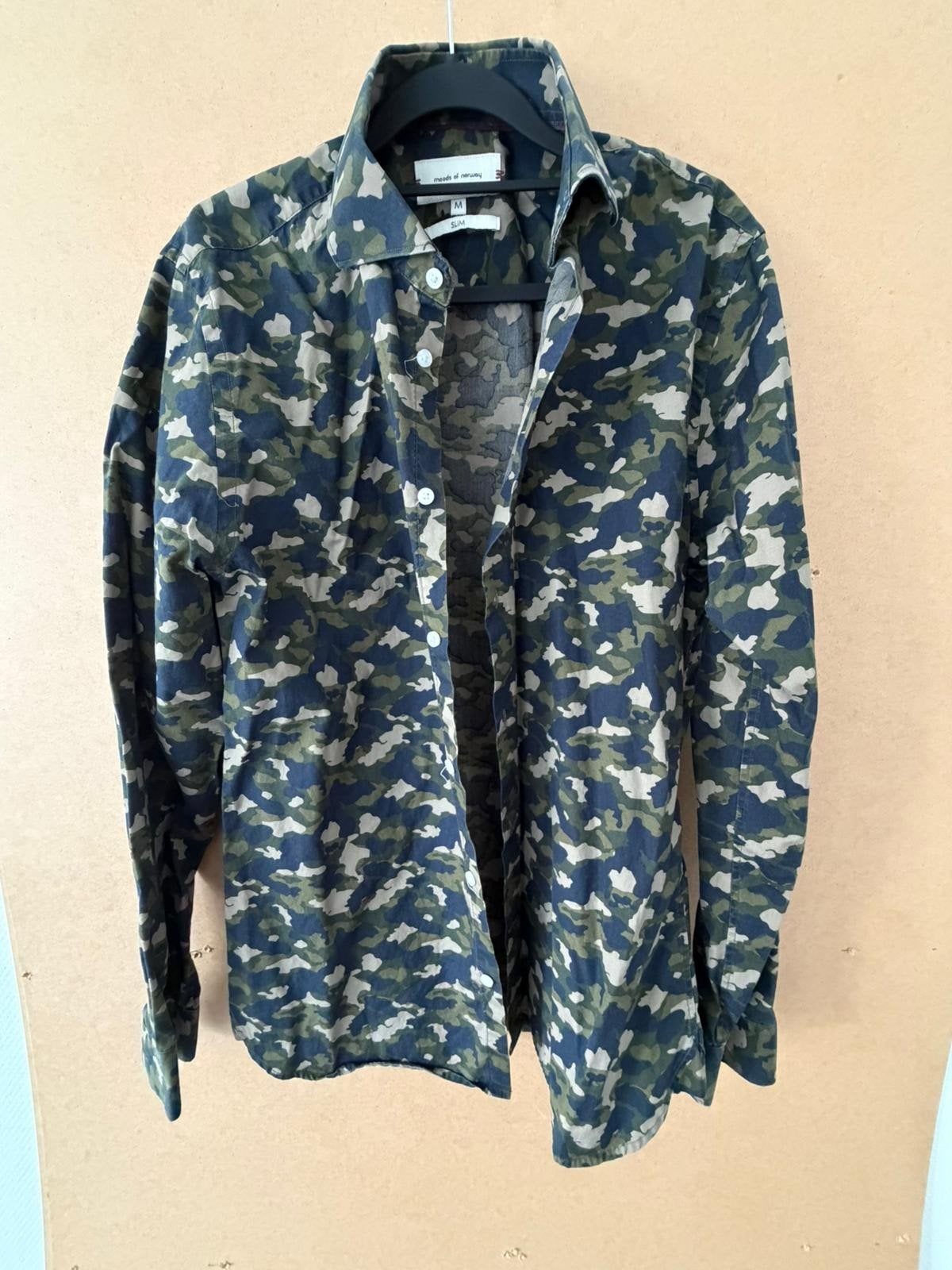 Moods of Norway Camouflage Overhemd Maat M Slim Fit, Meerkleurig, Halswijdte 39/40 (M), Ophalen of Verzenden, Moods of Norway