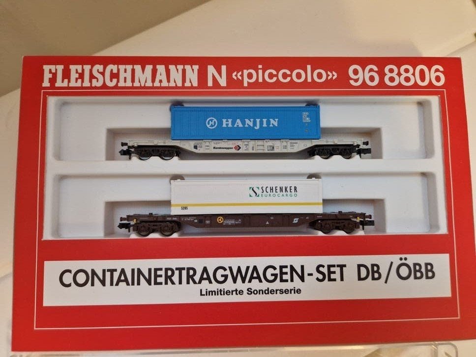 set containerwagons DB/OBB OVP 96 8806, Treinset, Gelijkstroom, Fleischmann, Ophalen of Verzenden
