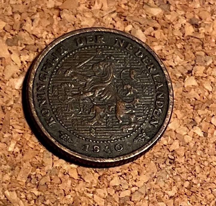 Munt - Nederland ½ cent 1940., Ophalen of Verzenden, Koningin Wilhelmina, Overige waardes, Losse munt