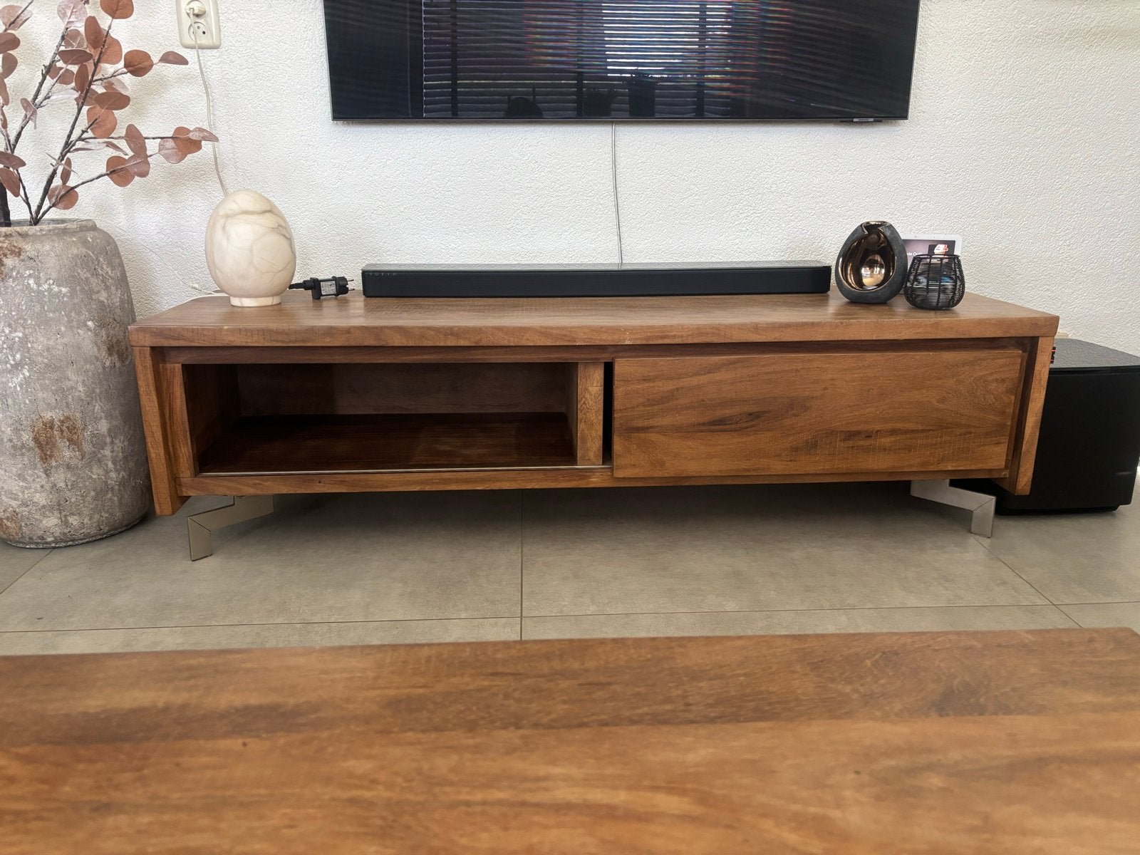 Stijlvolle Houten TV Kast - 160 cm Breed, Ophalen, Gebruikt, 150 tot 200 cm, Minder dan 100 cm