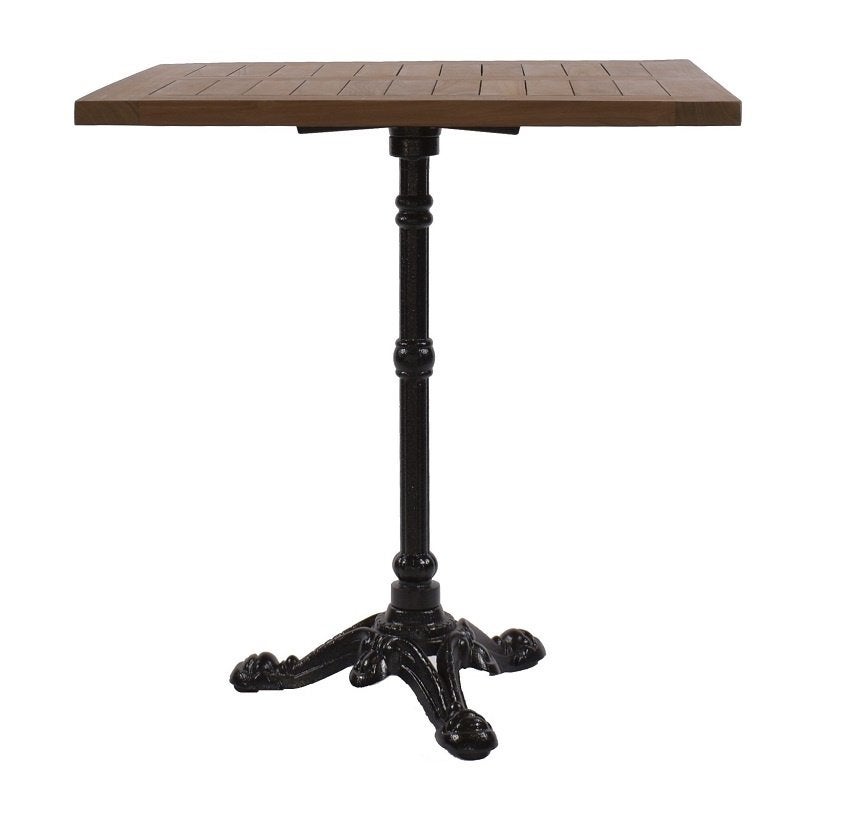 Terrastafel teak vierkant 70 x 70 cm - gietijzer onderstel, Info@edvonline.nl, Nieuw, Ophalen of Verzenden, EDV Online BV