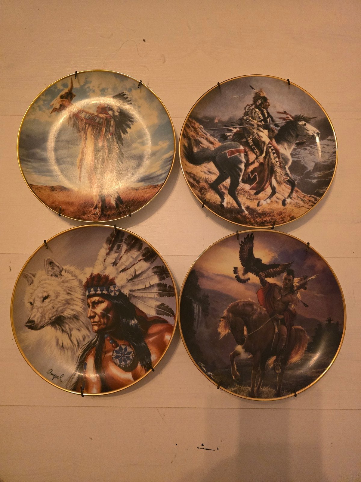 Set van 4 Franklin Mint Indianen Sierborden, Ophalen of Verzenden