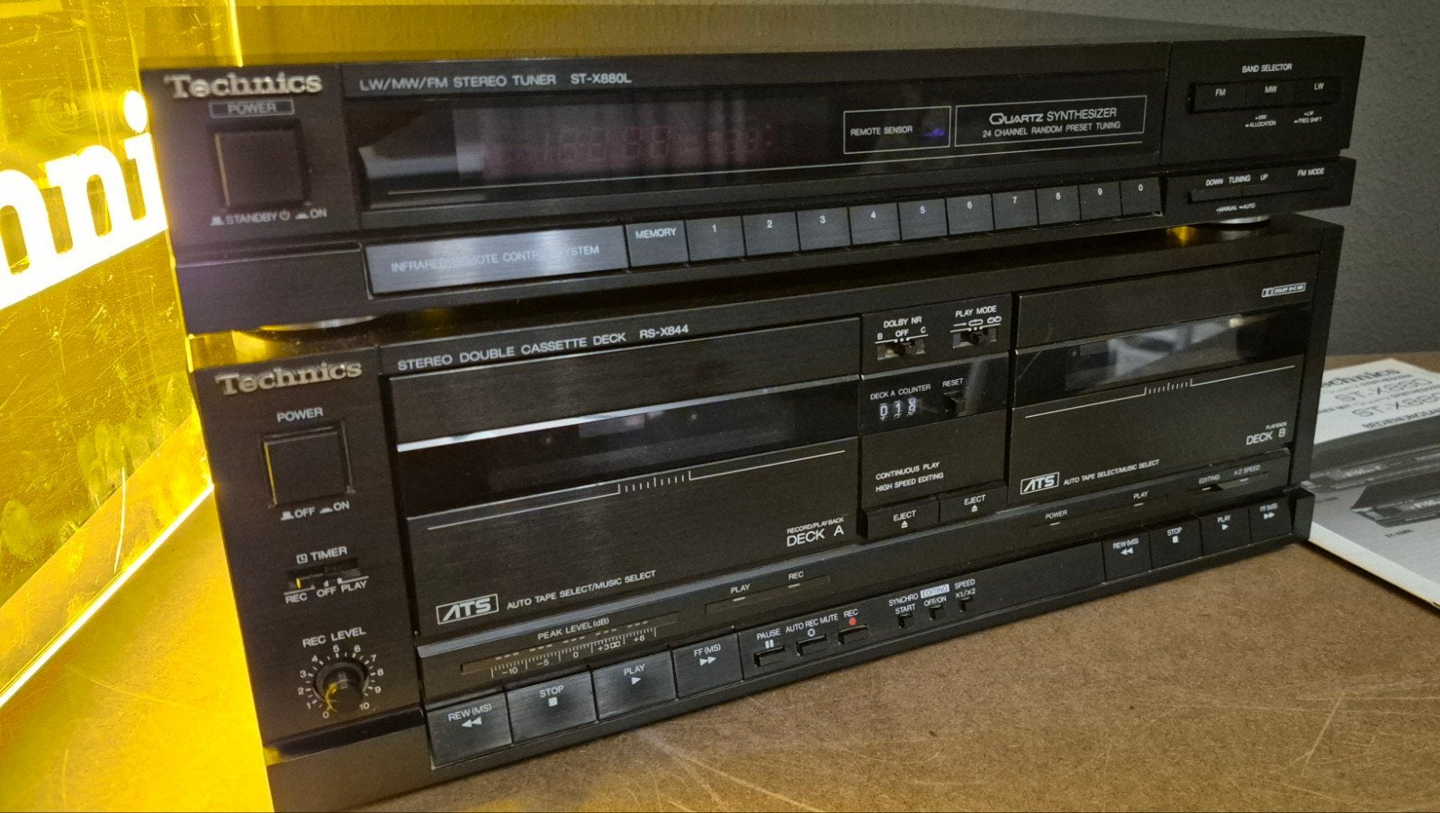 Technics ST-X880L en RS-X844 set inclusief ab en boekjes, Overige merken, Zo goed als nieuw, Cassettedeck, Losse componenten