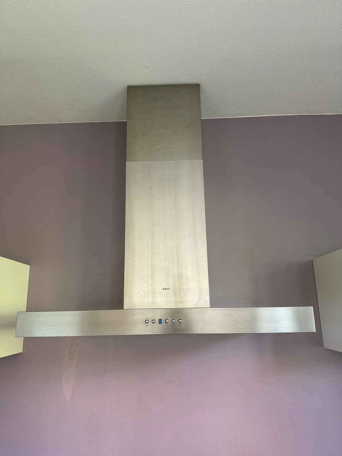 Wand Afzuigkap  RVS Novy Salsa 6201, Ophalen, Wandschouwkap, Zo goed als nieuw, 400 tot 600 m³ per uur