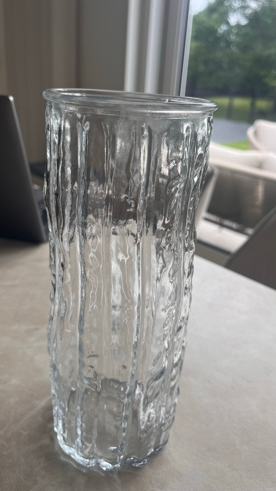3 diverse glazen vazen/windlichten, ca. 25cm hoog, Ophalen