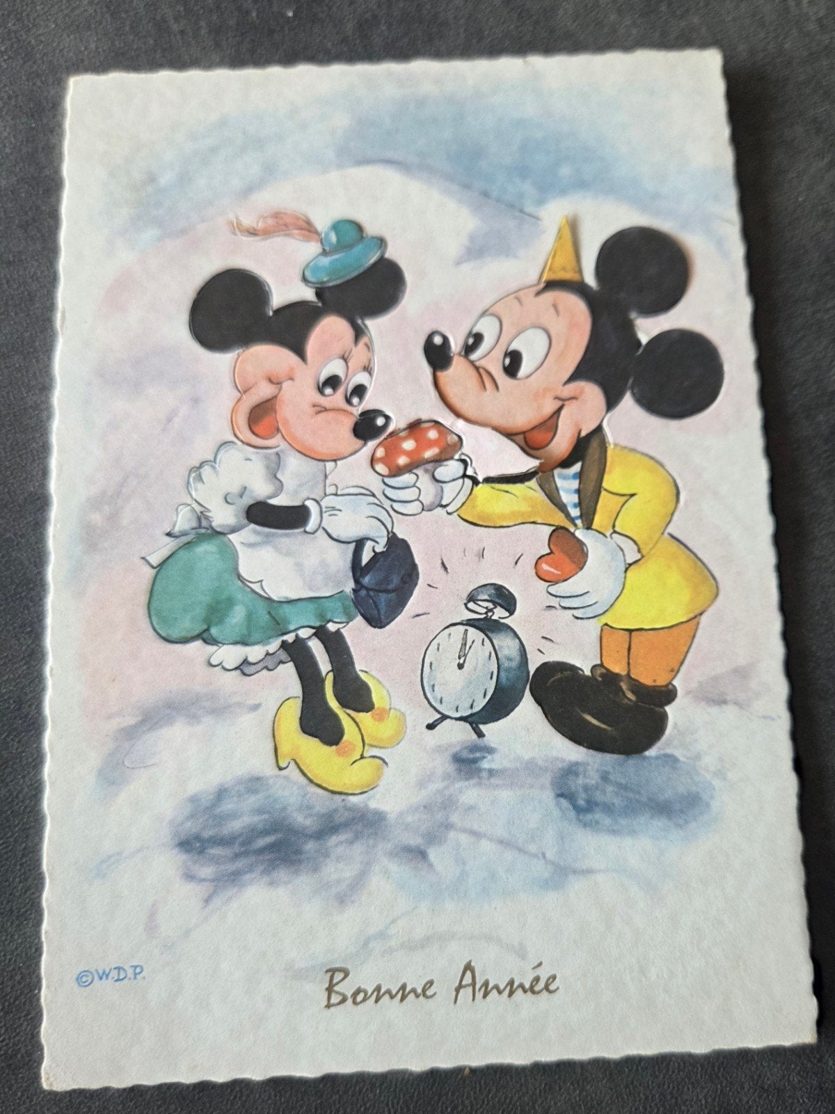 Vintage Disney Mickey & Minnie Mouse Nieuwjaarskaart, Verzenden, 1960 tot 1980, Ongelopen, Kinderen