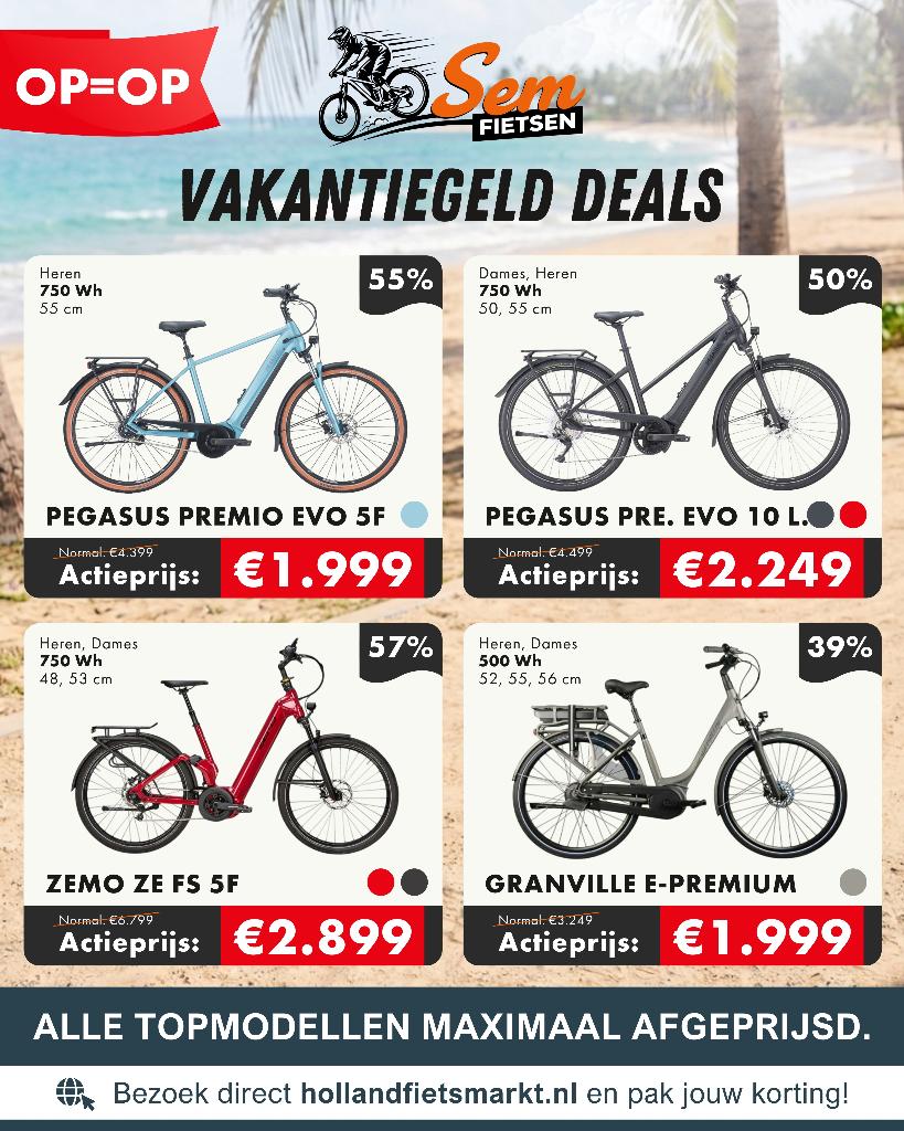 VAKANTIEGELD DEALS | Premium E-Bikes Maximaal Afgeprijsd!, Overige merken, FLYER, GRANVILLE, PEGASUS, ZEMO...., Nieuw, Ophalen of Verzenden