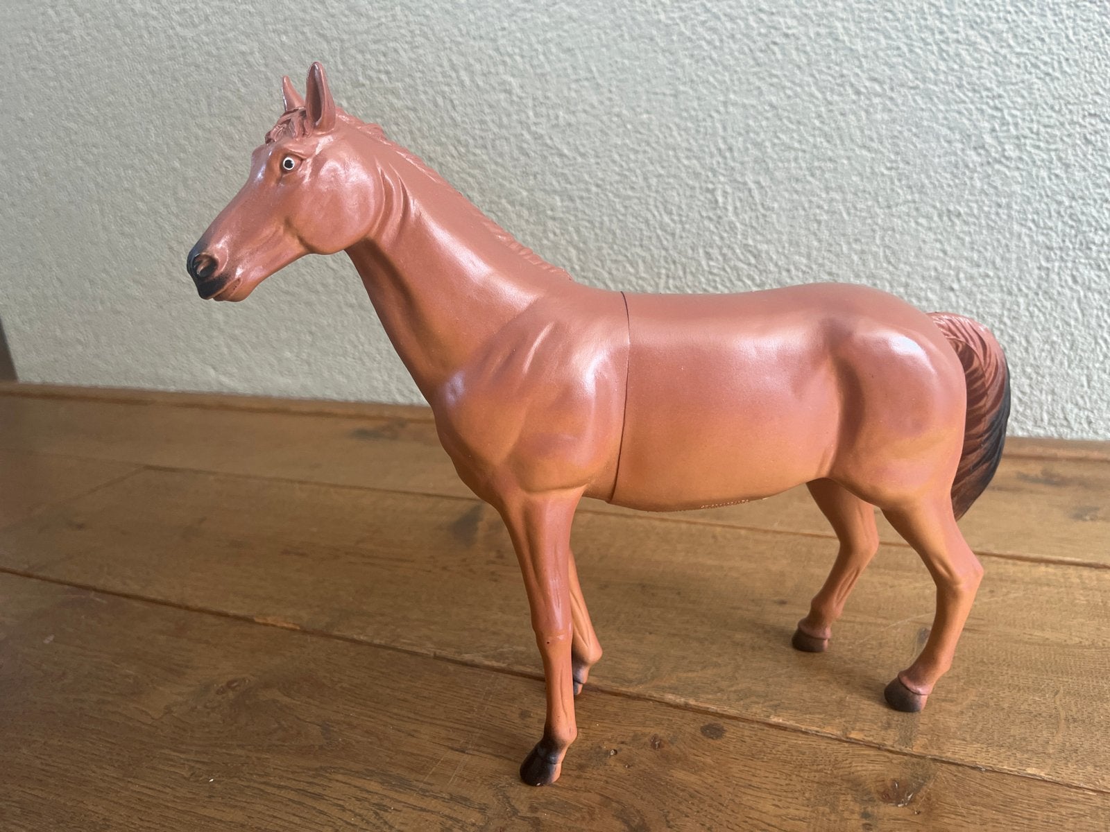 Vintage speelgoed paard - Bruin plastic paard, Ophalen, Gebruikt