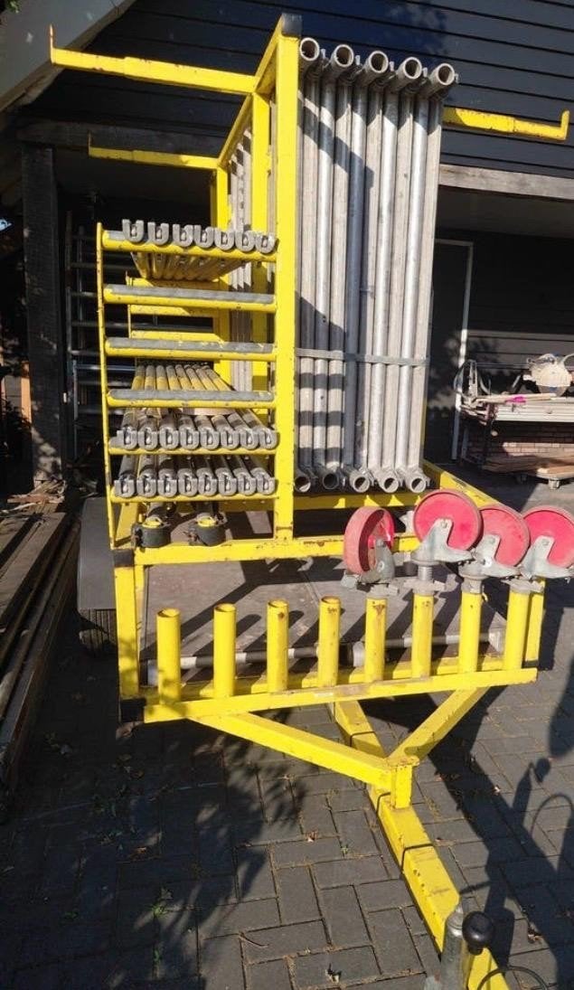 Steiger met aanhanger eventueel los van elkaar te koop, Ophalen, Gebruikt, Rolsteiger of Kamersteiger, 5 meter of hoger