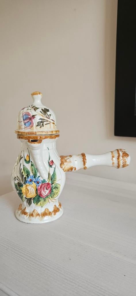 Antiek Bassano kannetje met bloemmotief, Antiek en Kunst, Antiek | Keramiek en Aardewerk, Ophalen of Verzenden