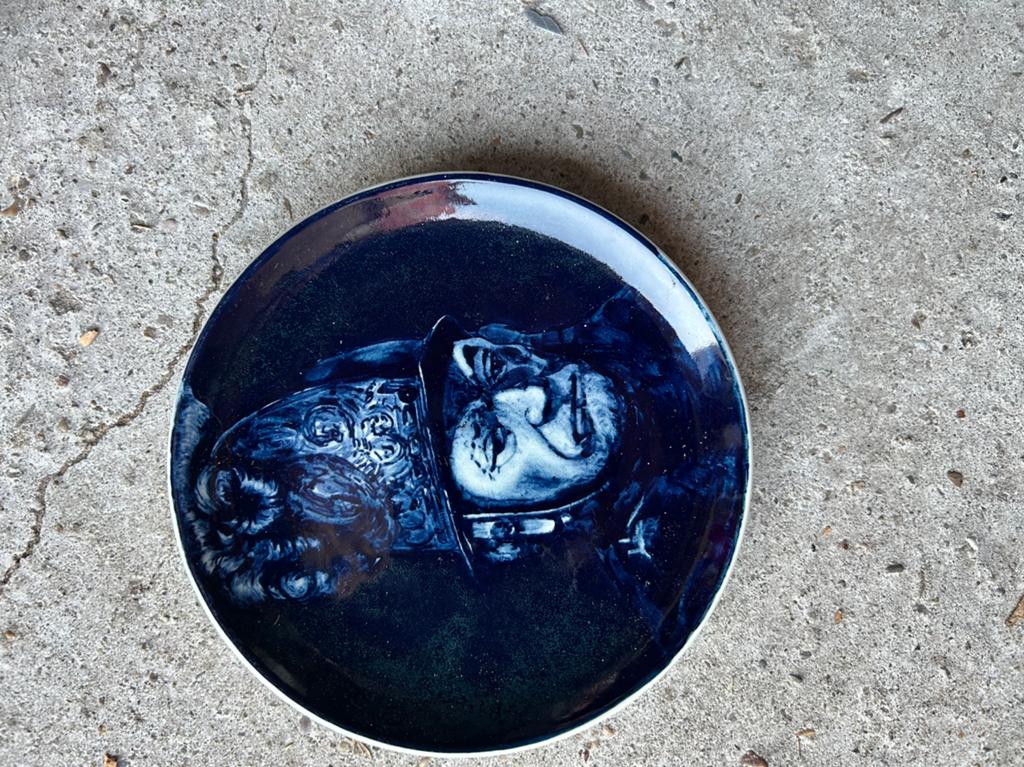 Delfts Blauw wandbord 'De man met de gouden helm', Ophalen of Verzenden